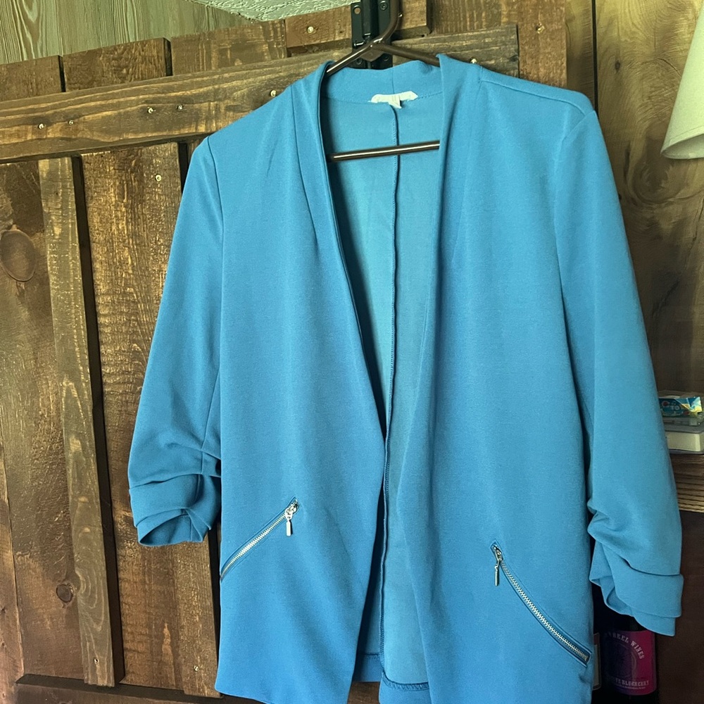 Maurices Blue Blazer with 3/4 Sleeves